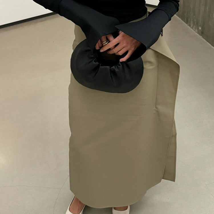 Solid Color High Waist Slim Hip Skirt