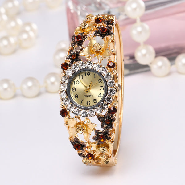 Small flower diamond ladies bracelet watch