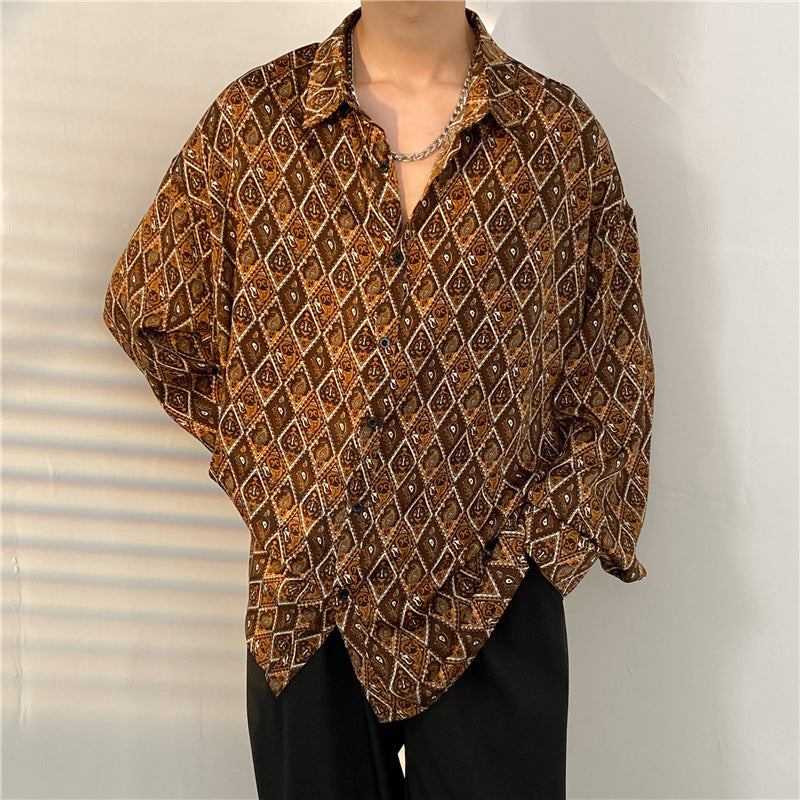 Mens Temperament Fashion Casual Printed Shirt