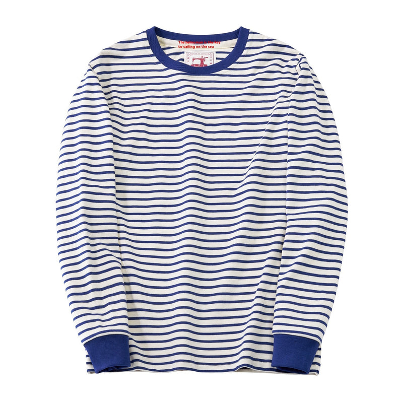 Classic Retro Cotton Striped Round Neck Casual Long Sleeve T-shirt Men