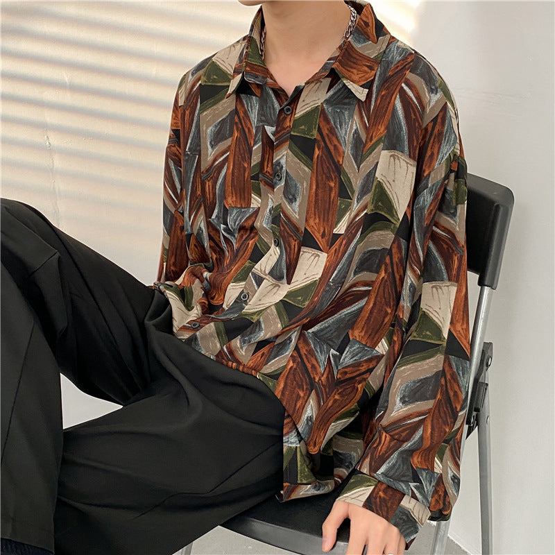 Mens Temperament Fashion Casual Printed Shirt