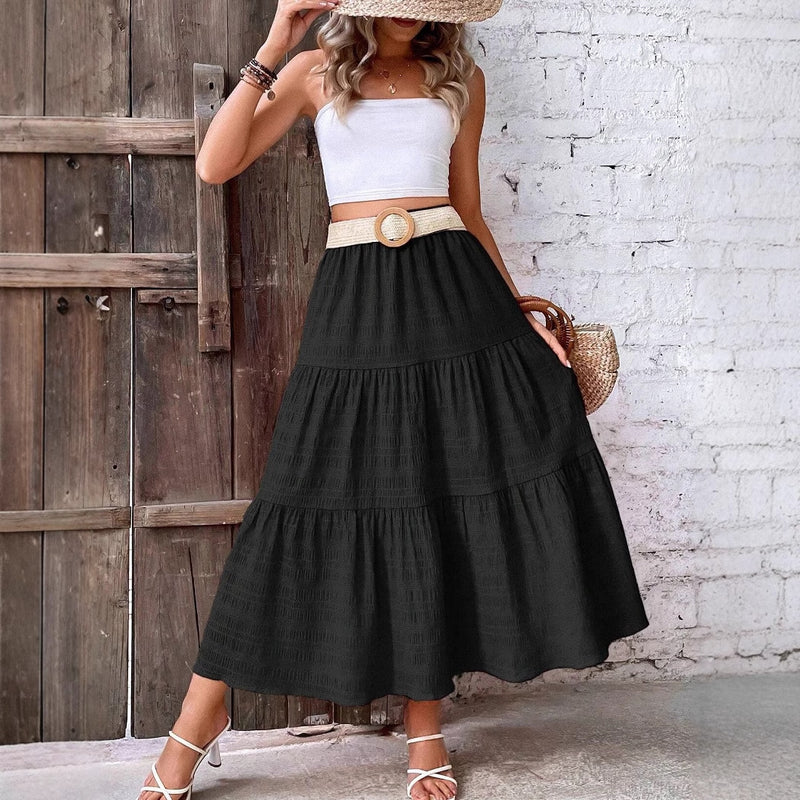 Mid-length Pleated Casual Skirt