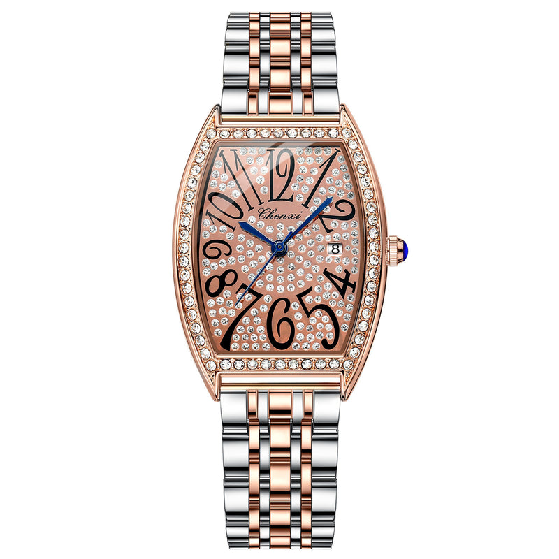 Casual Ladies Watch Solid Steel Band Blue Hand