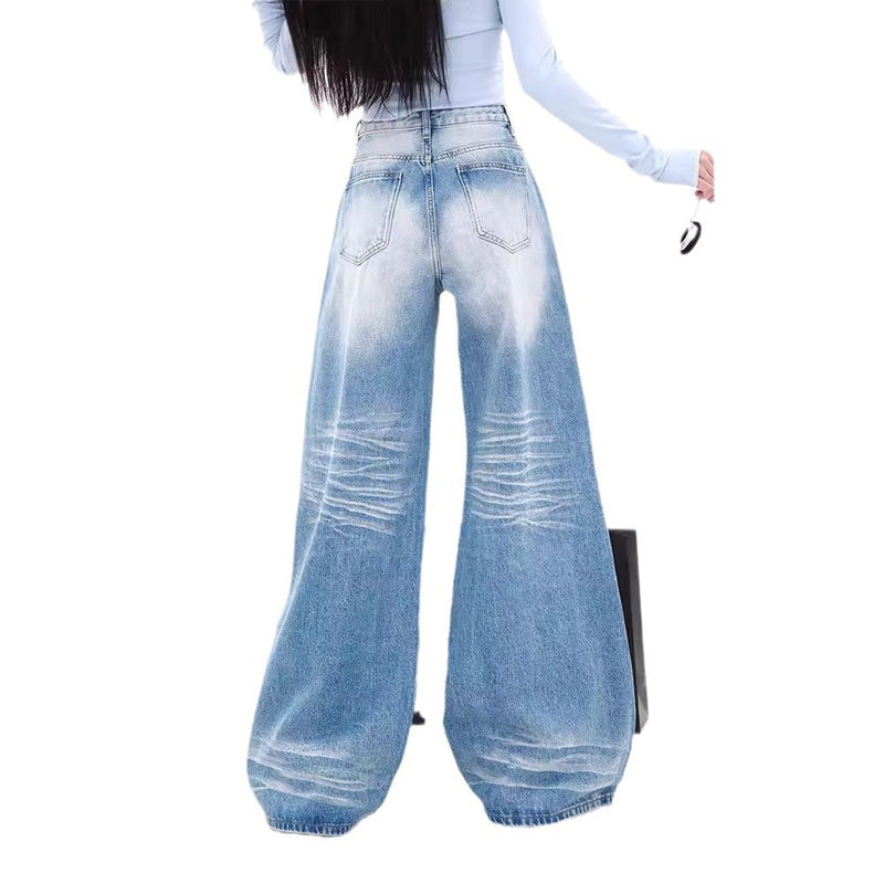 Narrow High Waist Straight Mop Pants