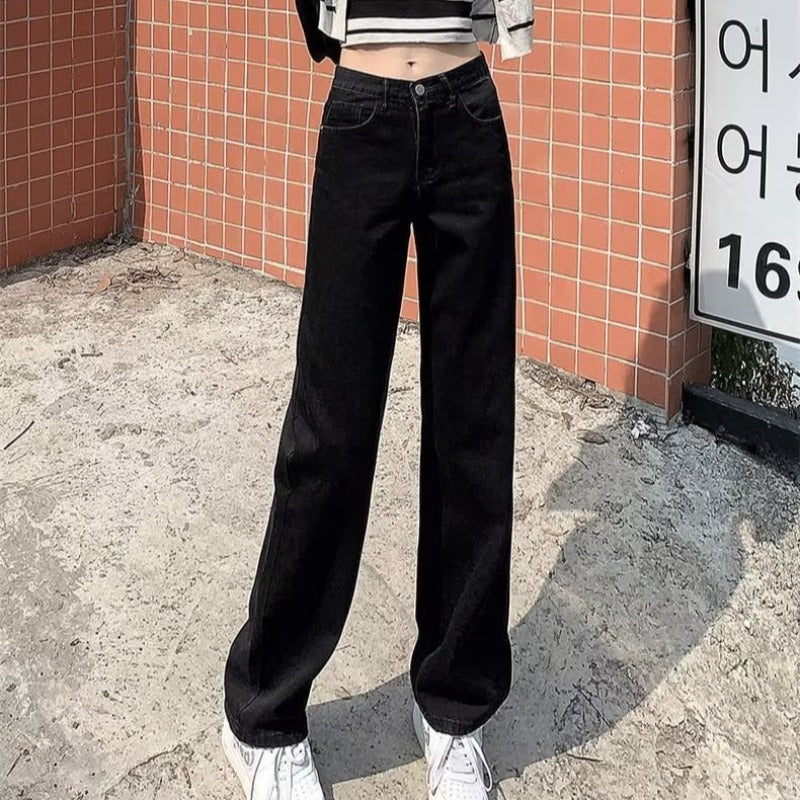 High Waist Wide Leg Jeans Slim Mop Straight Retro Hanging