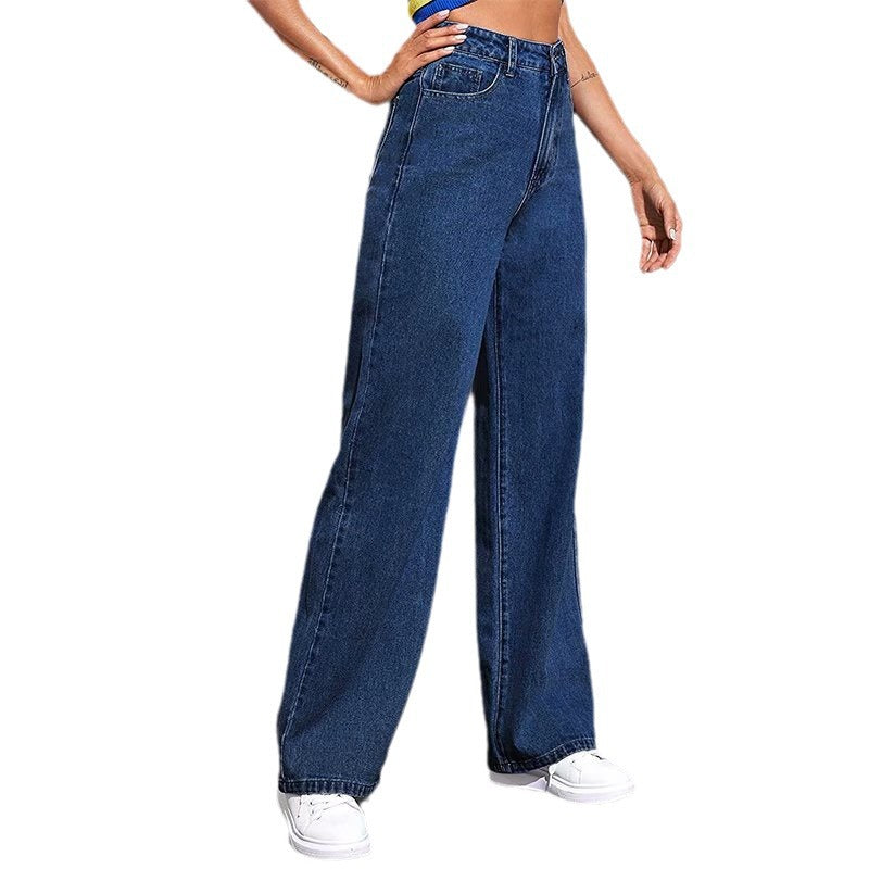 High Waist Wide Leg Jeans Slim Mop Straight Retro Hanging