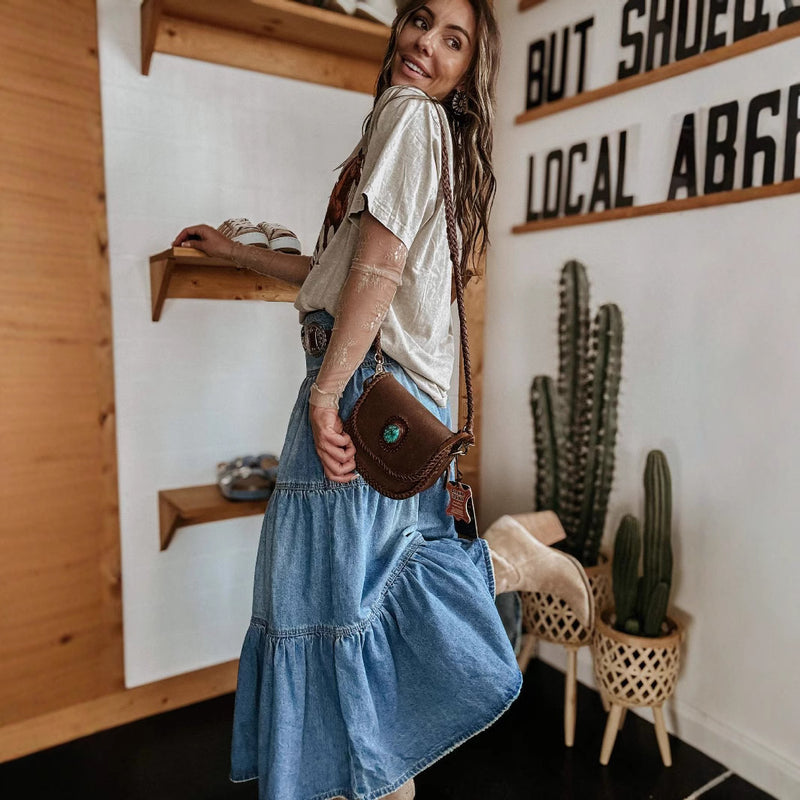 Bohemian A- Line Layered Cake Denim Skirt